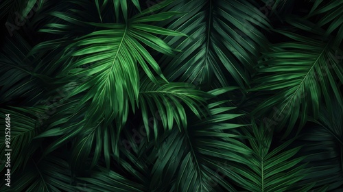 closeup nature view of green leaf and palms background. Flat lay, dark nature concept, tropical leaf, ai