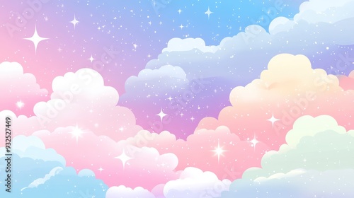 Pastel Cloud & Starry Sky Background