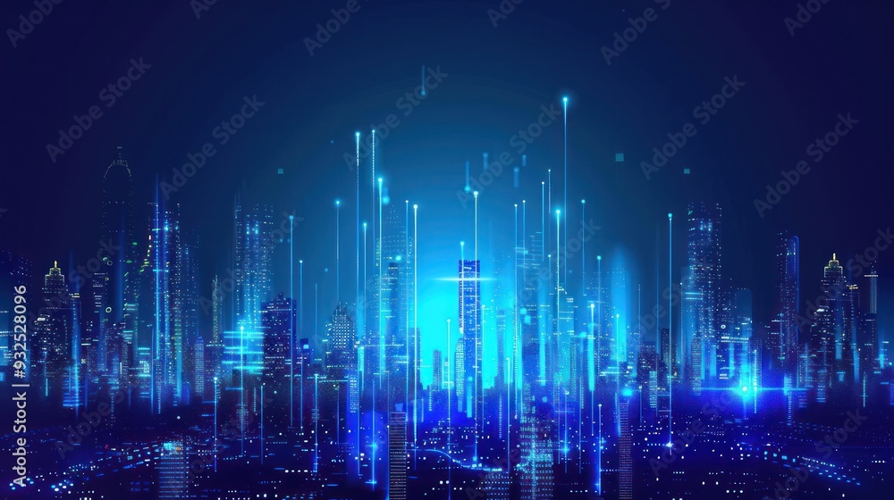 Futuristic Cityscape with Glowing Towers Futuristic Cityscape with Glowing Towers