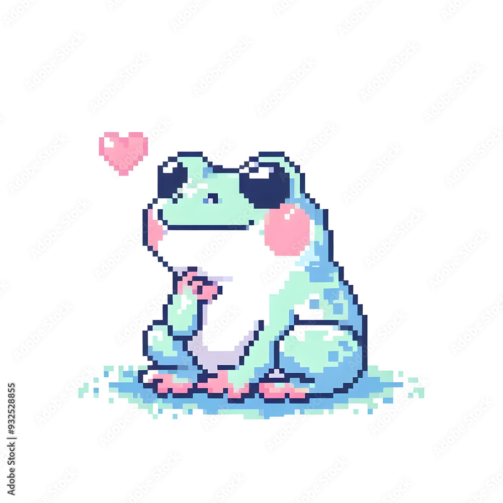Fototapeta premium 개구리, 픽셀아트 (Frog, pixel art)