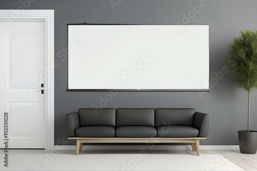 Black Couch and Whiteboard in Room