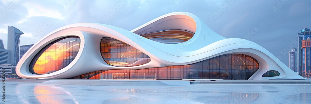 Fototapeta premium Futuristic educational complex aerodynamic lines that promote energy efficiency