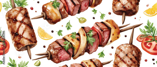 Kebab pattern background isolated on white4