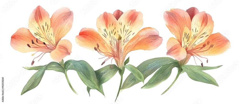 Fototapeta premium Alstroemeria flowers in watercolor style