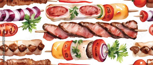 Kebab pattern background isolated on white3