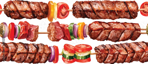 Kebab pattern background isolated on white2