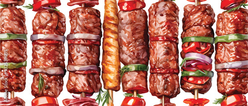 Kebab pattern background isolated on white1