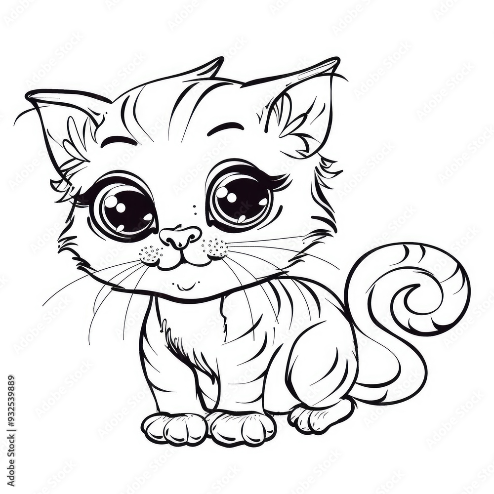 Fototapeta premium Cute cat coloring pictures for kids,cartoon 