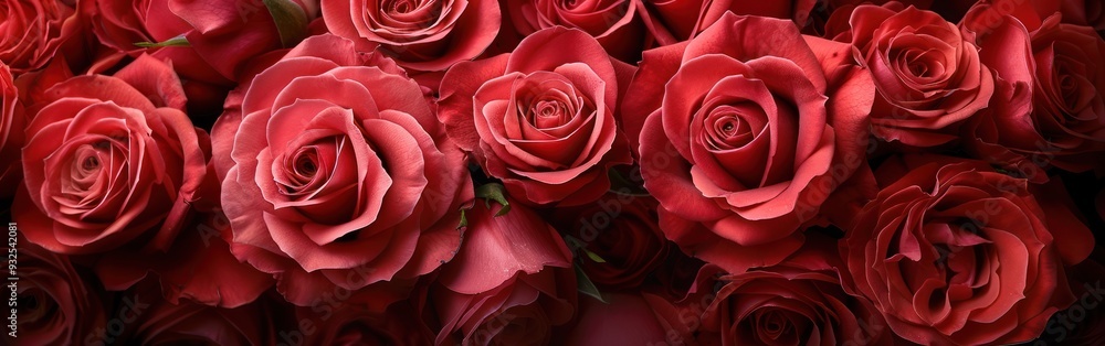 Blooming Red Roses: Beautiful Closeup Texture for Floral Background Banner Blooming Red Roses: Beautiful Closeup Texture for Floral Background Banner