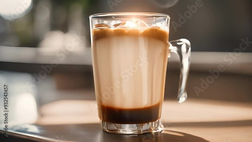 Iced Coffee in Glass on Table photo