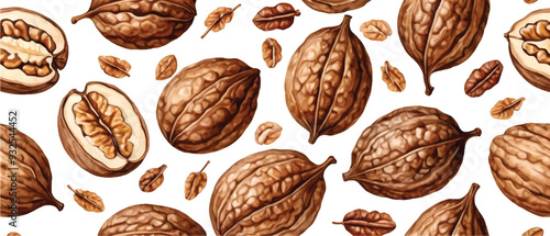 Walnut pattern background isolated on white2