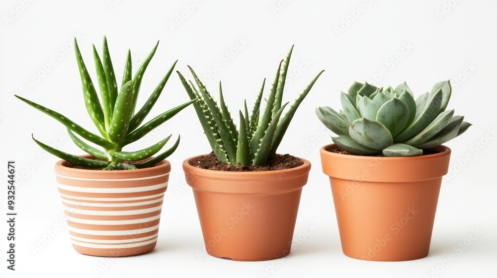 Three Succulents in Pots Three Succulents in Pots