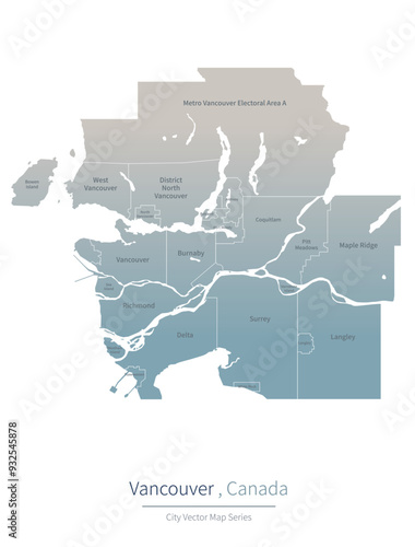 Canada Vancouver city map. City map vector series vancouver.