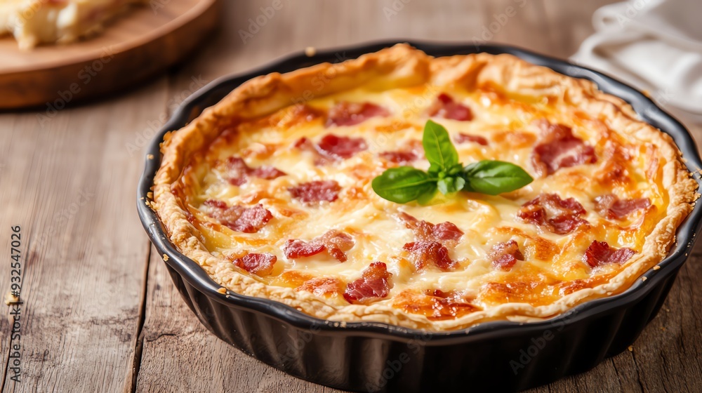 Quiche Lorraine with bacon and cheese Quiche Lorraine with bacon and cheese
