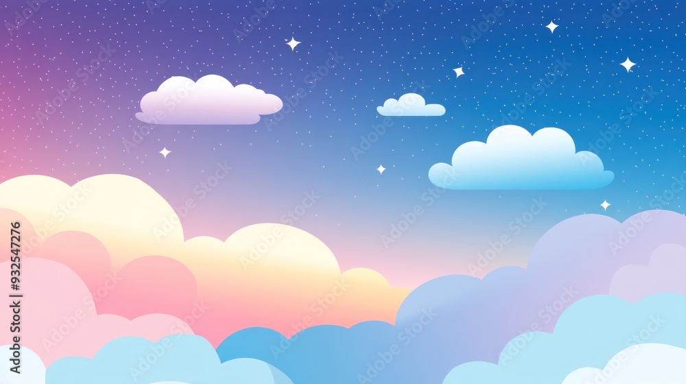 Pastel Sky with Clouds and Stars Pastel Sky with Clouds and Stars