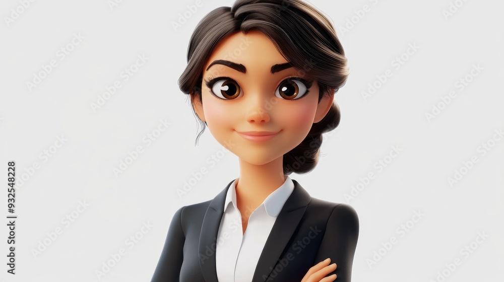 3D Cartoon of a Confident and Successful Businesswoman 3D Cartoon of a Confident and Successful Businesswoman