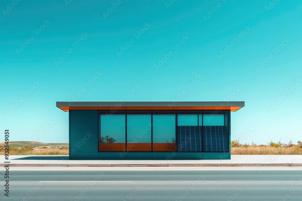 Fototapeta premium Modern Bus Stop with Solar Panels