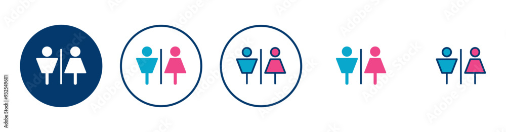 Toilet icon vector isolated on white background. Toilet sign. Man and woman restroom sign vector. Male and female icon Toilet icon vector isolated on white background. Toilet sign. Man and woman restroom sign vector. Male and female icon