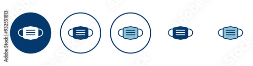 Mask icon vector isolated on white background. Man face with mask icon. Safety breathing masks. Industrial safety N95 mask. Medical mask vector icon.