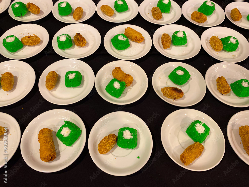 Green and Brown Desserts Served on White Plates Green and Brown Desserts Served on White Plates