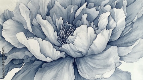 Wallpaper Mural A section of a peony bloom Watercolor artwork Monochromatic Torontodigital.ca