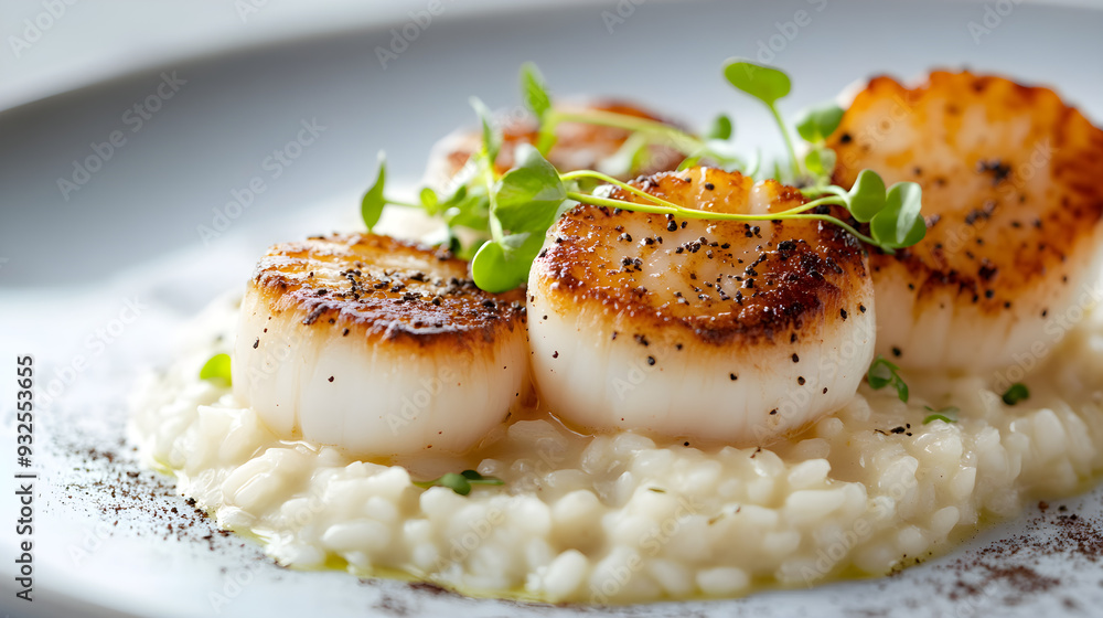 Seared scallops creamy risotto with luxurious comfort Seared scallops creamy risotto with luxurious comfort