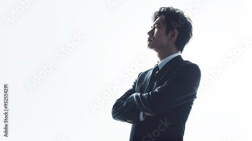 腕組みをする男性