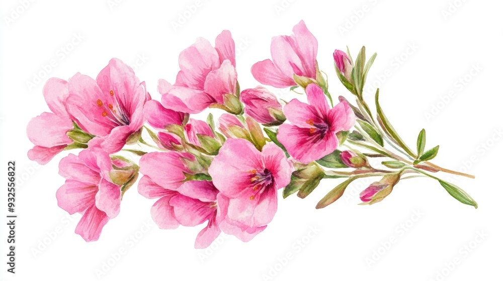 Bunch of pink flowers in a watercolor style Clipping path included Features bee brush flowers symbolizing love and spring Bunch of pink flowers in a watercolor style Clipping path included Features bee brush flowers symbolizing love and spring