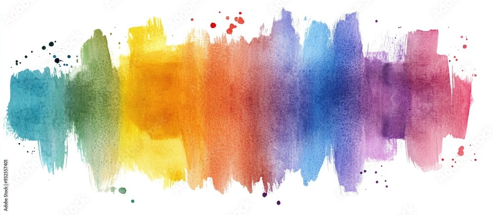 Fototapeta premium Colorful abstract watercolor brush strokes in rainbow hues for decorative use