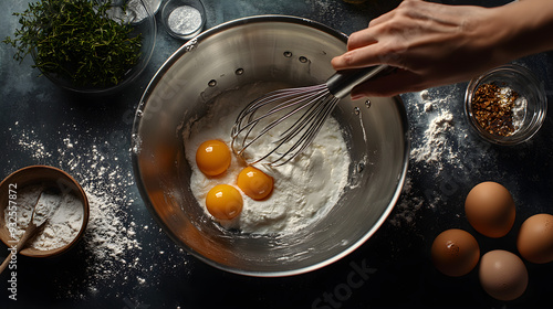 Delicious home made baking stainless steel bowl photo