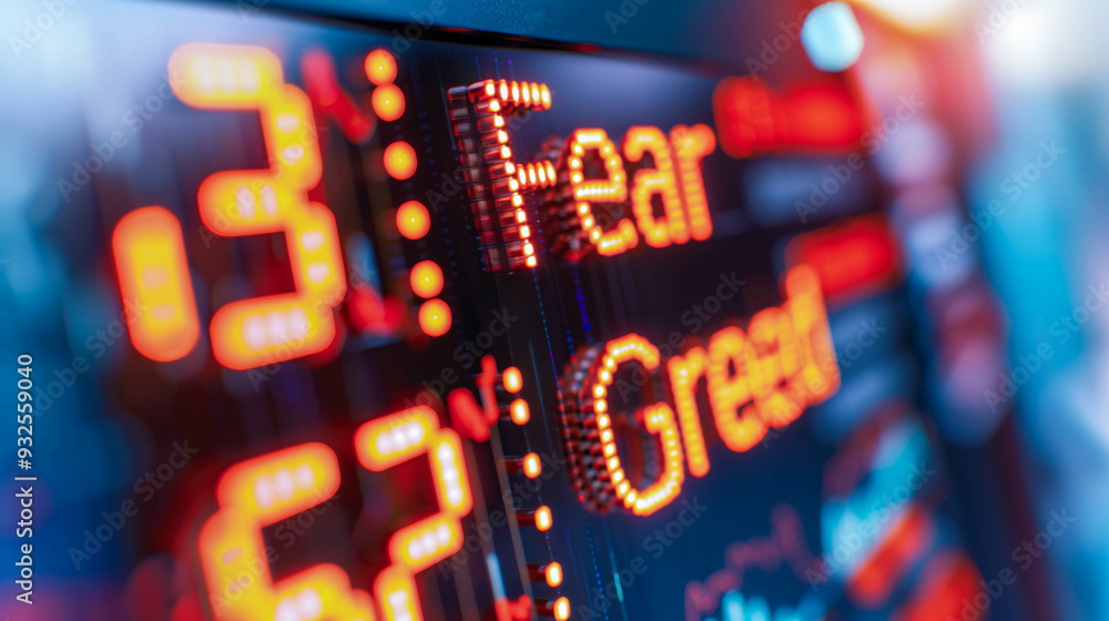 Digital Fear and Greed Index Display in Vivid Colors Digital Fear and Greed Index Display in Vivid Colors