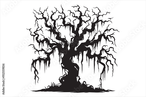 Creepy tree vector silhouette