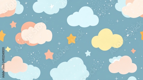 Cute Cloud and Star Seamless Pattern