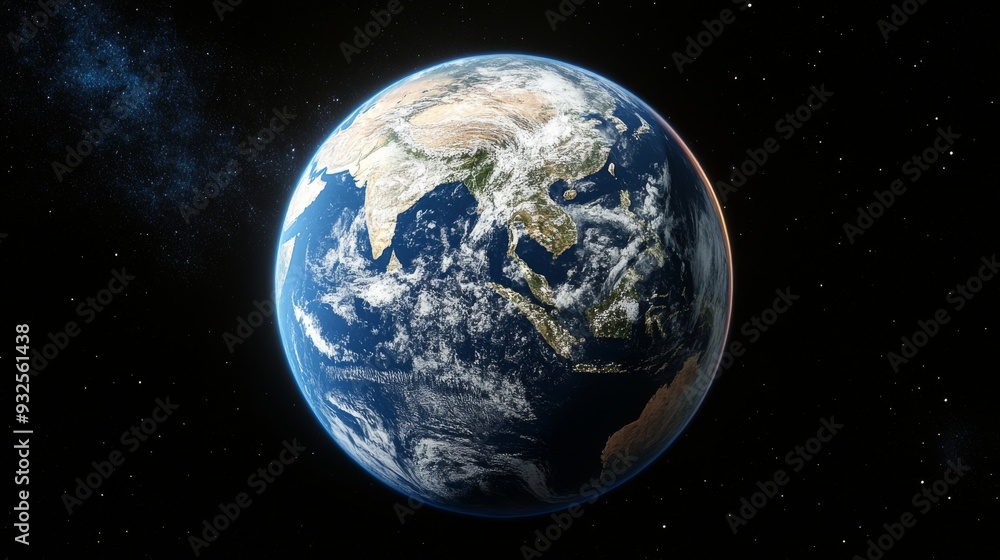 Earth from space, showing bright blue ocean, white clouds and green land. This image captures Earth's ever-changing weather patterns and atmosphere, as it glows against the dark emptiness. Earth from space, showing bright blue ocean, white clouds and green land. This image captures Earth's ever-changing weather patterns and atmosphere, as it glows against the dark emptiness.