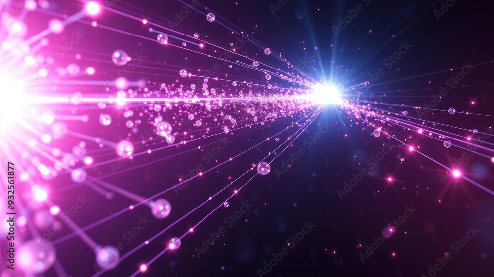 Fototapeta premium Quantum particles, Quantum Energy Teleportation, moving matter or energy from one place to another without crossing