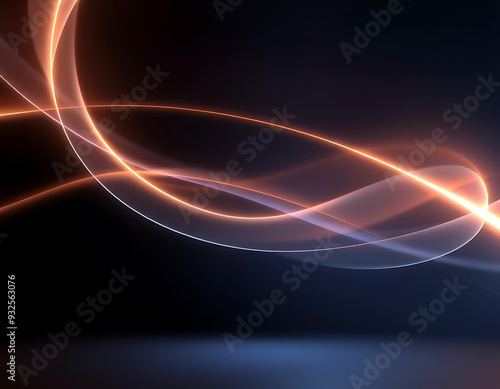 3D Glowing Trails of Light, Curving Gracefully in Mid-Air Against a Dark Background with Subtle Gradient Hues