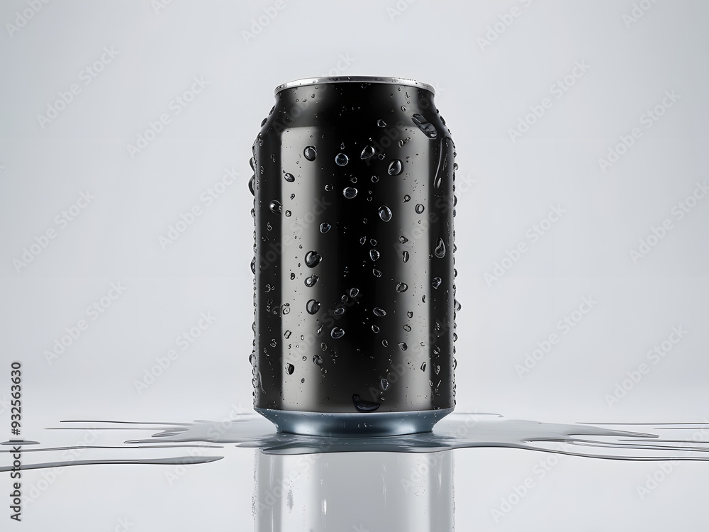 black aluminum can with water drops isolated on white background mockup design black aluminum can with water drops isolated on white background mockup design