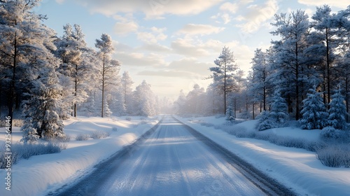 Serene Snowbound Passage Through Pristine Pine Forest Winter Wonderland