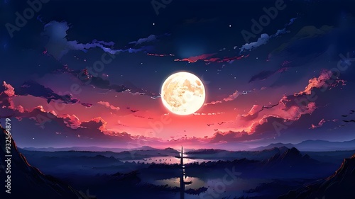 Anime moon wallpaper 4k quality, digital illustration inspired by oda