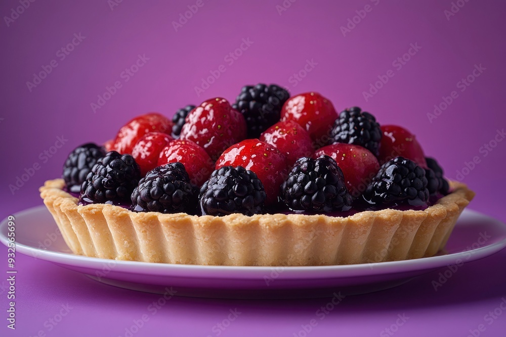 A Close-Up of a Berry Tart on a White Plate A Close-Up of a Berry Tart on a White Plate