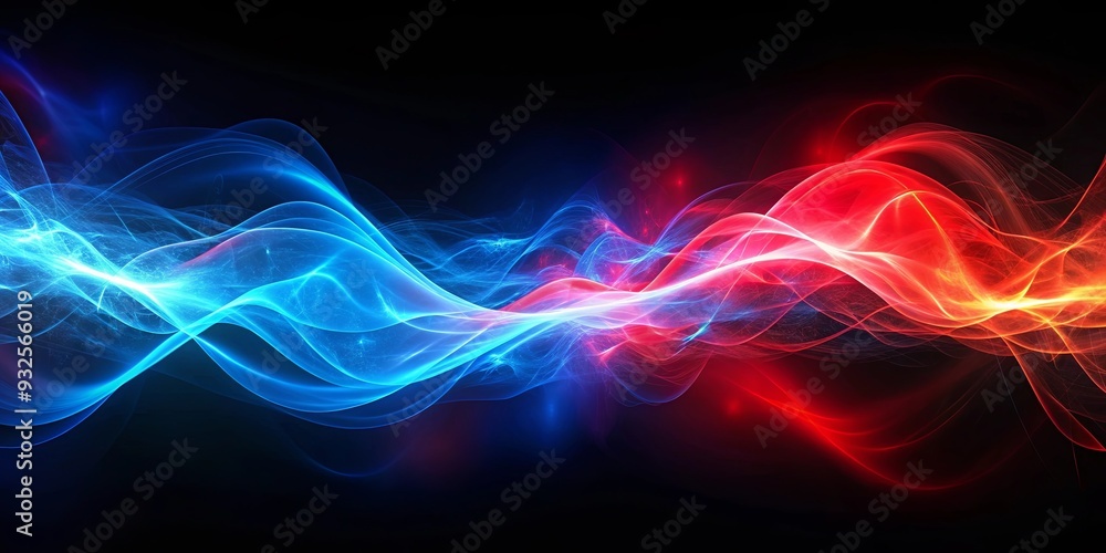 Vibrant abstract energy flow in red and blue colors on dark background Vibrant abstract energy flow in red and blue colors on dark background