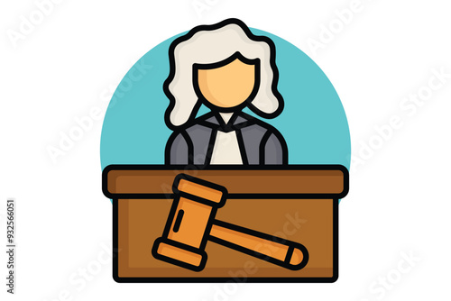 Courtroom colored outline icon. icon related to law and justice. law elements vector illustration