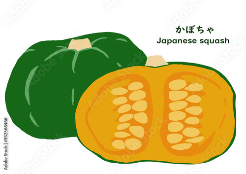 シンプルなカボチャとカボチャの断面