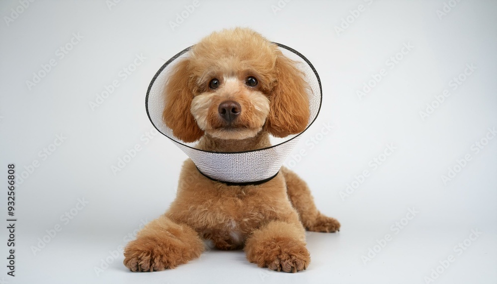 エリザベスカラーをつけているトイプードルの子犬(Toy poodle puppy wearing an Elizabethan collar)
エリザベスカラーをつけているトイプードルの子犬(Toy poodle puppy wearing an Elizabethan collar)