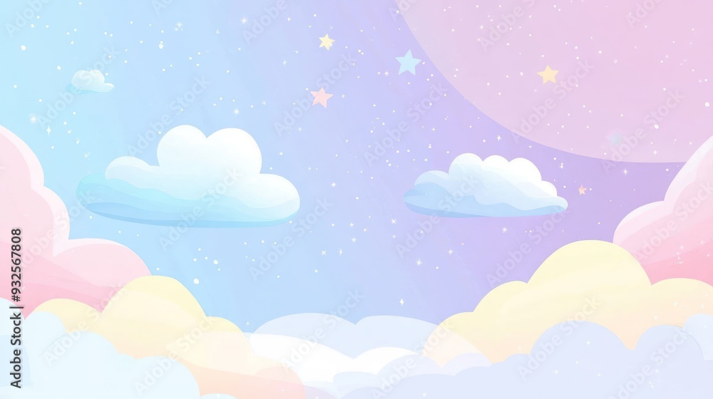 Pastel Sky with Clouds and Stars Pastel Sky with Clouds and Stars
