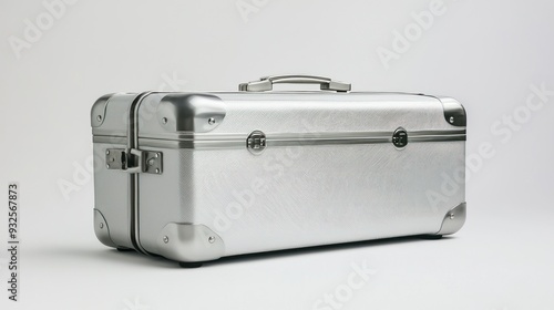 A Silver Suitcase With a Shiny Surface and Classic Design