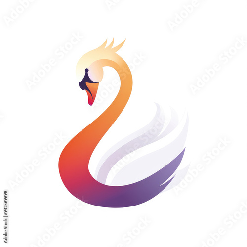 Wallpaper Mural Swan logo vector art design isolated white background,2d flat vector
 Torontodigital.ca