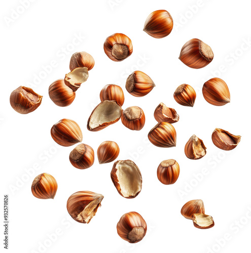 Wallpaper Mural PNG Hazelnuts scattered on a white surface Torontodigital.ca