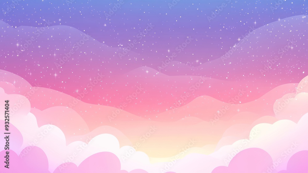 Pastel Sky with Clouds and Stars Background Pastel Sky with Clouds and Stars Background