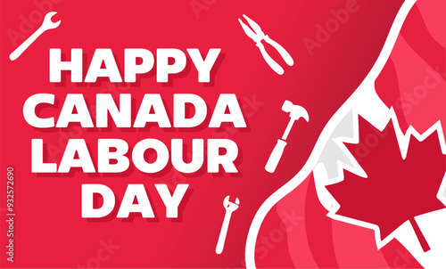 happy canadian labor day with canada leaf silhouette